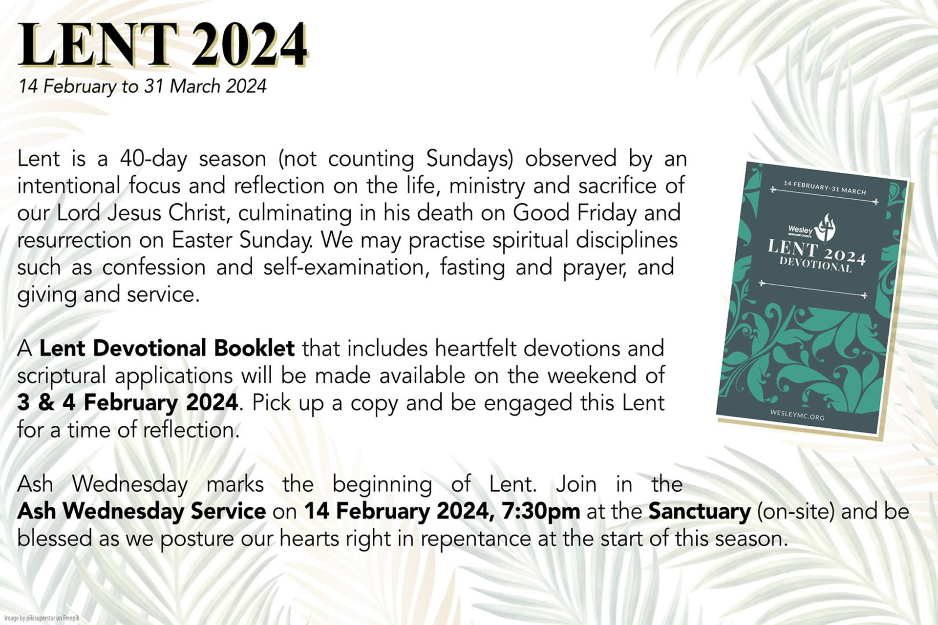 Wesley Methodist Church Lent 2024